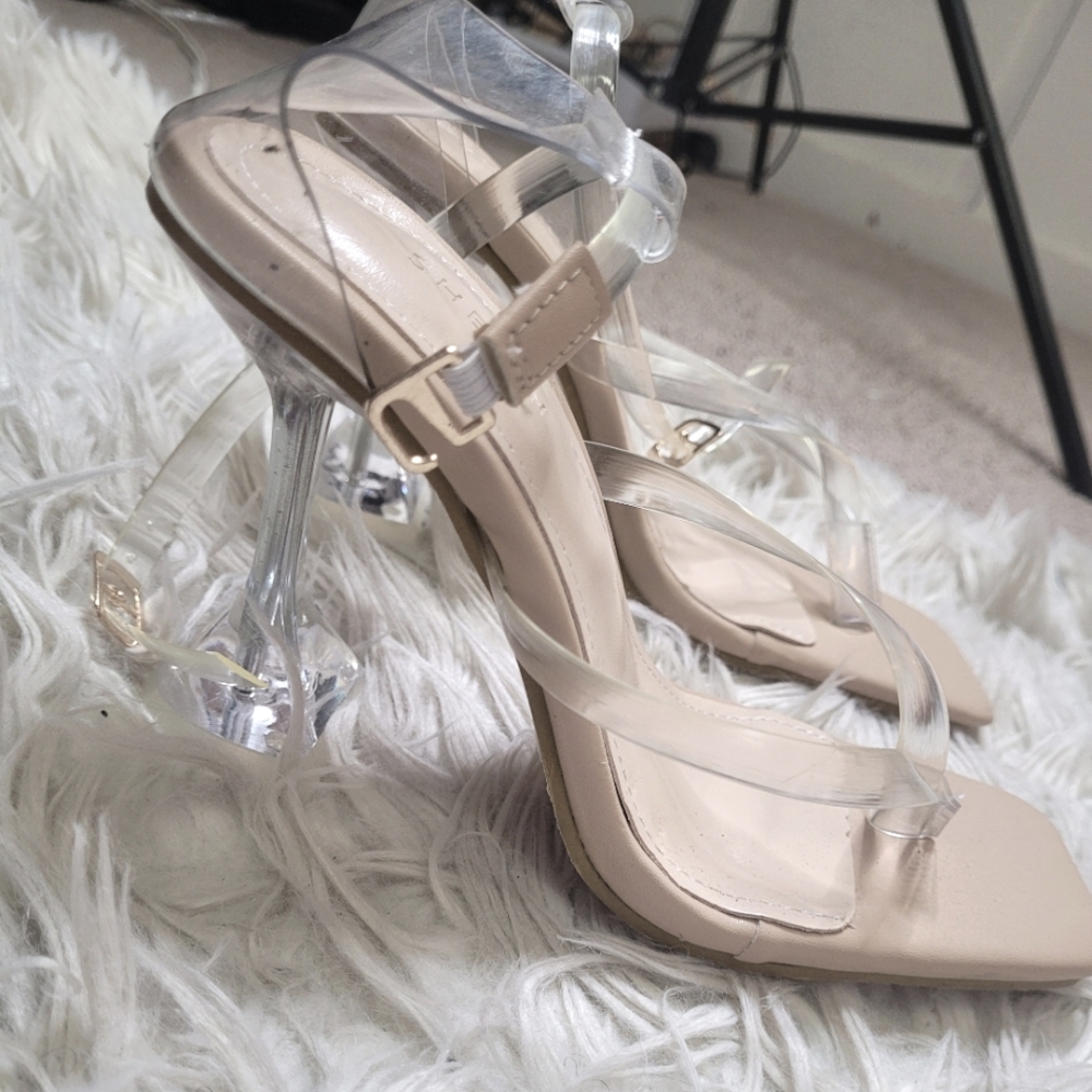 SHE&IN Sandal Clear Acrylic Strap Kitty Heel Women's Sz EUR36/US5.5 NWOT - Picture 4 of 9